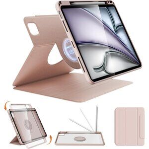 Rotatable Case for iPad Air Pink Fits: iPad Pro 11". iPad Air 4, iPad Air 5 (10.